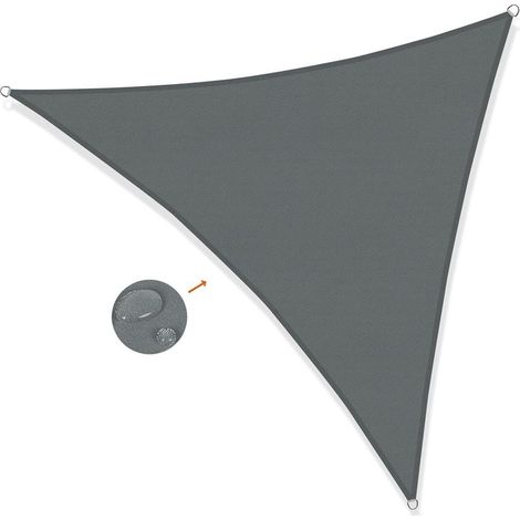 Voile d'ombrage Triangulaire 3x3x3m Imperméable Toile Ombrage UV Protection pour Patio Jardin, Terrasse,Extérieur, Balcon,Gris Anthracite (1/5)