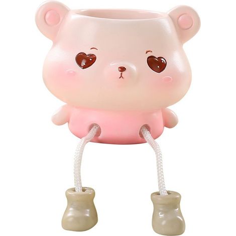 Pot de fleur en peluche ours Pattes pendantes Décoration originale et mignonne pour bureau ou intérieur Design créatif animalier (1/5)