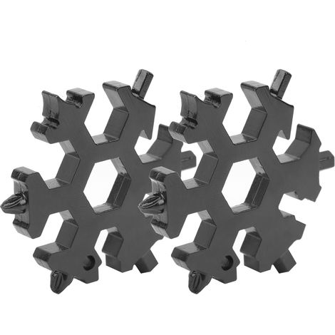 Lot de 2 tournevis cruciformes plats en forme de flocon de neige 19 en 1, outil clé flocon de neige, noir (1/5)