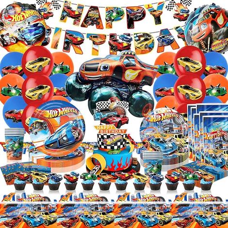 Déco Anniversaire,Décoration d'anniversaire Enfant,Vaisselle de Fête, Décoration Anniversaires Banniere,Ballons,Assiettes,Serviettes,Nappe,Cupcake Toppers,Ballons à l'Hélium (1/5)