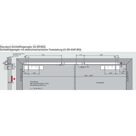 Türschließer TS 93G GSR/BG-V  Größe EN 2-5 , 2 Flügel  mit Gleitschiene, silber