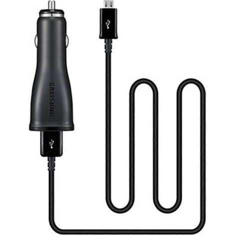 Chargeur de voiture rapide USB-A 2A avec câble USB-A vers micro-USB, noir (1/5)