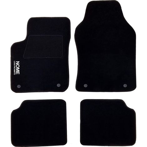 LUPEX SHOP - Tappetini auto compatibili per 500 del 2013 con 4 clip di fissaggio, in moquette nera, anteriori e posteriori (1/3)