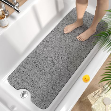 Badewannenmatte rutschfest 100x40cm, extra lang, schnelltrocknend, Grau (1/5)