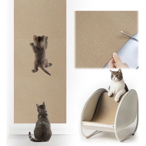 Tapis de protection anti-griffes pour chat - Revêtement mural et mobilier adhésif à découper 200x40cm (1/5)
