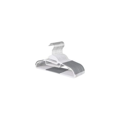 Lot de 10 cintres en plastique (ouverture en forme de S) avec barre horizontale en caoutchouc antidérapant pivotant à 306° pour adultes, cintres robustes pour costumes, vêtements humides (1/4)