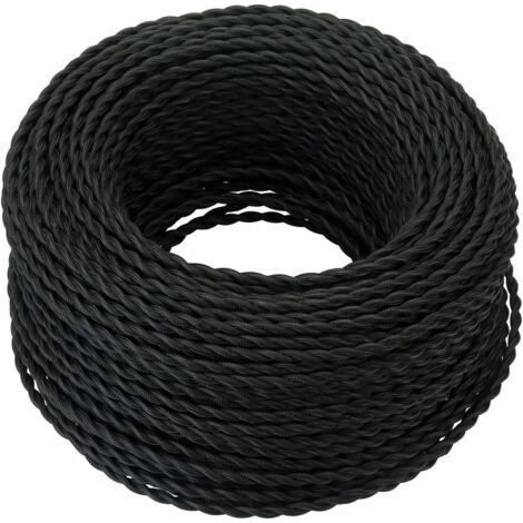PA Aiperq Câble Electrique Textile 10M,Rétro Corde de chanvre tressé torsadée Câble 2x0,75 mm², 2 fils torsadés toronnés,pour DIY Pendentif Lampe/Noir (1/4)