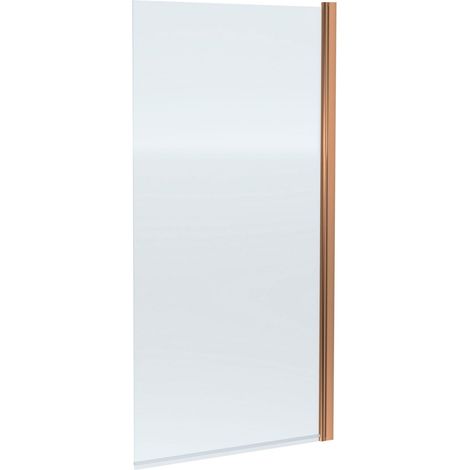 Nuie Pacific Brushed Bronze Profile Square Hinged Bath Screen 1430mm H x 790mm W - 6mm Glass (1/2)