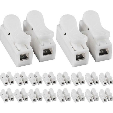 Lot de 25 connecteurs de câbles de rechange pour raccordement rapide, borniers-2X1.7cm-White (1/3)