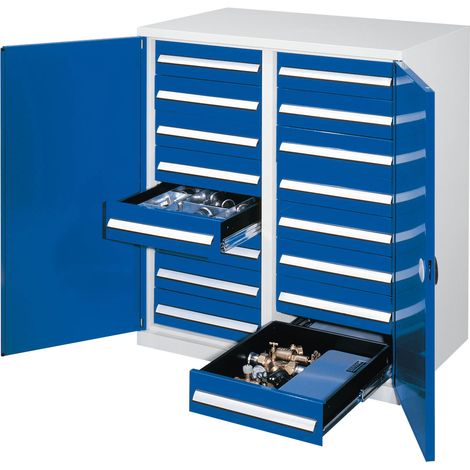 Kappes Schwerlast-Beistellschränke mit Mitteltrennwand 1110x1000x600mm Doppelwandtüren Modell 72 enzianblau