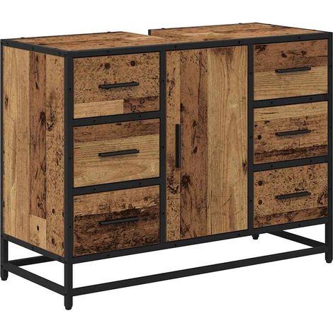 Gabinete de Lavabo para Baño Madera vieja 80 x 33 x 60 cm vidaXL