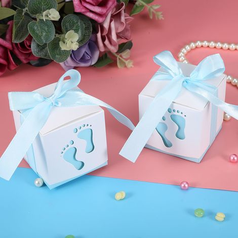 50 boîtes à dragées de mariage de style européen en forme d'empreinte de pied de bébé, boîtes à dragées creuses, coffrets cadeaux de mariage, petites boîtes à dragées en forme d'empreinte de pied (1/5)