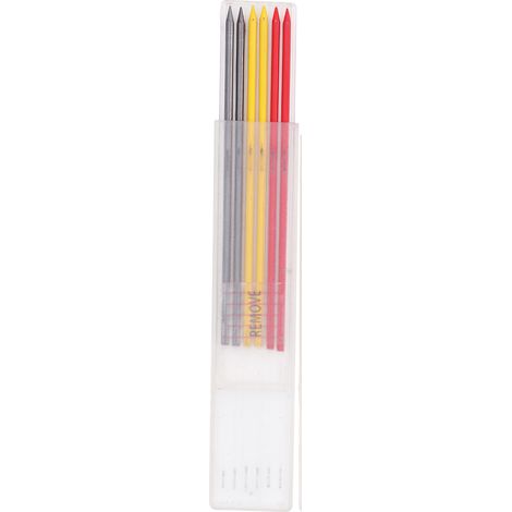 Zerodis Nachfüllmine für Zimmermannsbleistifte, wasserfeste HB-Marker mit einem breiten Anwendungsspektrum für die Holzbearbeitung (Schwarz + Rot + Gelb).