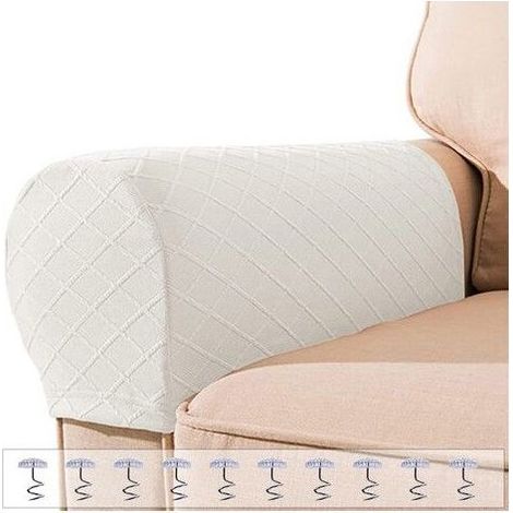 Housses d'accoudoirs de canapé extensibles - Tissu jacquard extensible - 85% polyester, 15% élasthanne (1/5)