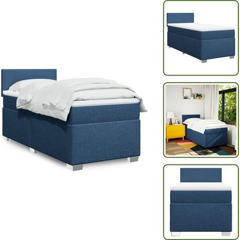 Boxspringbett mit Matratze Blau 90x190 cm Stoff - Boxspringbett - Doppelbett - Schlafsystem - Bettsofa - Blau (1/5)