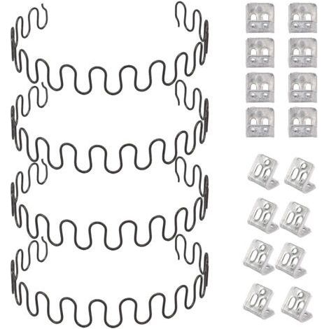 Ressorts de rechange pour canapé 4 pièces 50,8 cm avec 16 clips en S, 4,0 fils de diamètre Kit de réparation de ressorts de canapé pour siège de décoration intérieure de meubles (1/5)