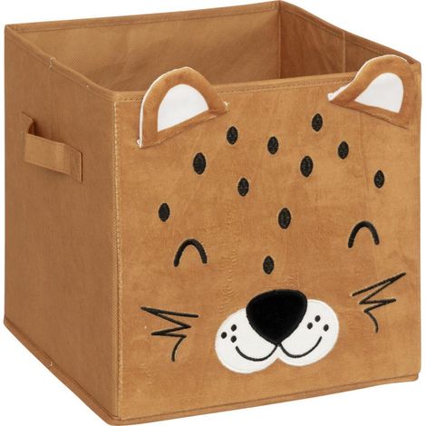 Boîte de Rangement Pliable "Léopard" 29x29cm Marron (1/5)