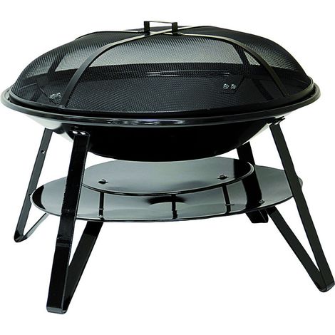 Somagic – Brasero en acier émaillé 70cm – Cuve Ø70cm – 4 pieds – Résistant aux hautes températures – Fonctionne au bois et charbon de bois (1/5)