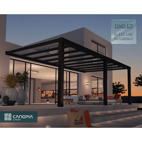 Palram - Canopia | Pergola Stockholm Marquesina De Aluminio 340X660 cm Transparente Gris (1/5)