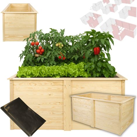 MODO24 ZOB Carré potager surélevé modulable, bac potager hauteur 75 cm, module de base, bois FSC, 75x149x79 cm, naturel (1/5)