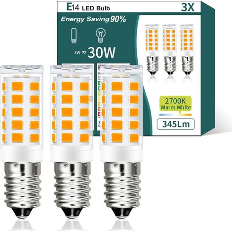 E14 LED-Glühbirne, warmweiß, 3 W, 345 lm, 2700 K, E14-Glühbirne ersetzt 30-W-Halogenlampen, kein Flimmern, Kühlschranklampe, nicht dimmbar, LED-Maisbirne für [Energieklasse E] (1/5)
