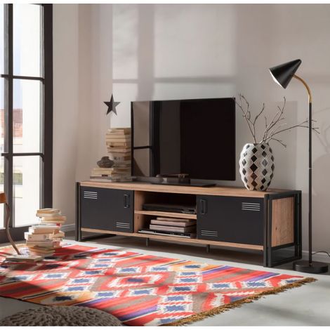 TV-Möbel Cosmo Atlantic Pine Schwarz Melamin 180x50x45 cm