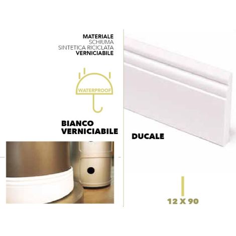 BATTISCOPA PRO FLESSIBILE FLEX DUCALE BIANCO VERNICIABILE mm12x90x4800 IN ROTOLO (1/2)