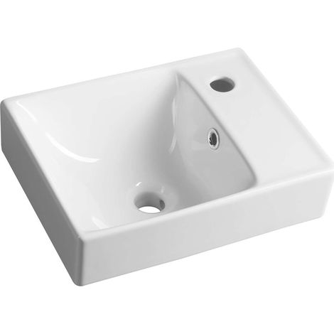 Sapho Nuali - Lavamanos 40x30 cm, orificio para grifo, con rebosadero, blanco TU0128 (1/5)