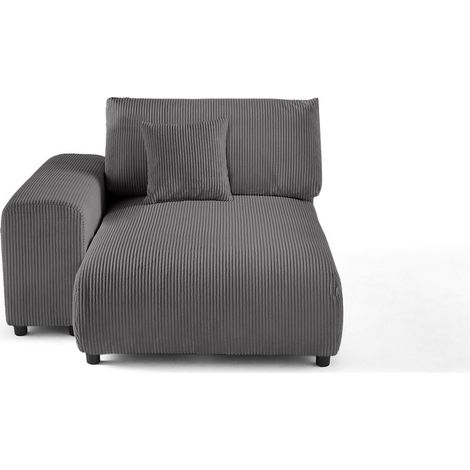 Garance - module d'assise méridienne gauche - en velours côtelé - gris foncé