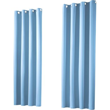 Set di 2 tende oscuranti termiche con occhielli, oscuranti, isolanti, opache, 245 x 135 cm (A x L), azzurro, 2 pezzi