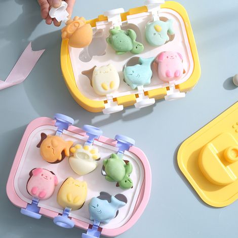Moule à glaces réutilisable en silicone alimentaire jaune, motif animal, pour la maison et la cuisine. (1/5)