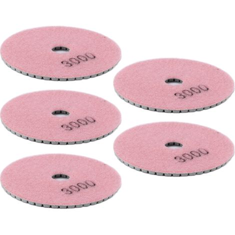 5-teiliges Set mit 4-Zoll-Diamant-Nasspolierpads, weichen Schleifscheiben für Marmor, Granit und Keramik, Körnung 3000 (1/5)