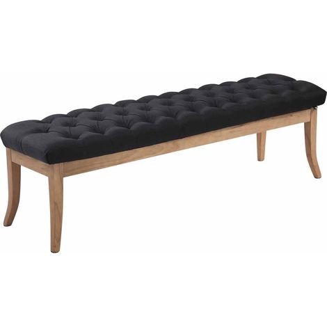 Banco Recibidor Ramses En Tela & Madera Clara Negro 150 cm