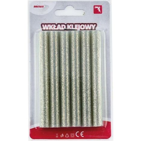 Inserto de pegamento con purpurina plateada de 11 mm x 10 cm, 6 unidades