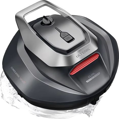 Aspirateur de piscine robotisé, fonctionnement sans fil, puissant système à double moteur, noir (1/2)