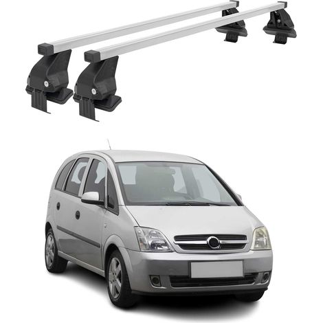 OMAC Dachträger Querträger Stahl für Opel Meriva I 2003-2010 – Abschließbar – City-Crash-getestet – DIN 75302:2019 – ISO/PAS 11154:2006 – Max. 50 kg Silber (1/5)