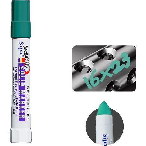 Rotulador de pintura sólida, tinta a base de aceite, tinta permanente de alta calidad, verde. (1/2)