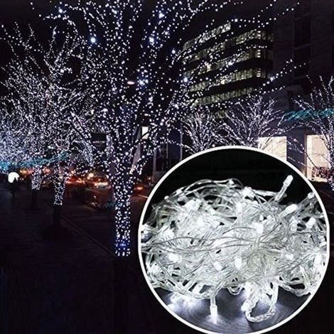 2 pièces guirlande LED, 10 m 100 lumières, blanc froid, 8 modes, intérieur/extérieur (1/4)