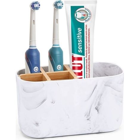 Bamboo Toothbrush Holder for Bathroom, Electric Toothbrush Holder for Children and Families, 5 Slots (1/5)