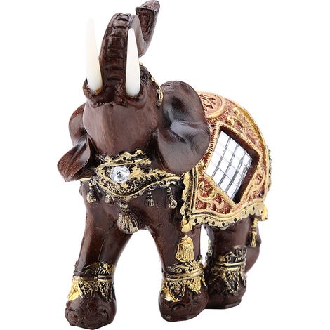Statuette Éléphant Bois Feng Shui Porte-Bonheur Décoration Maison Cadeau Prospérité (Taille M)