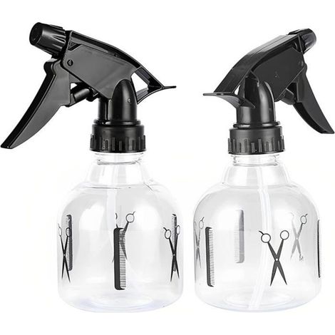 Set of 2 empty plastic hair spray bottles, refillable, trigger-operated, for hairstyling, travel, plants, 250 ml (1/5)