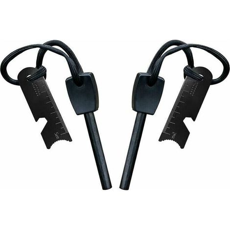 Ulisem Pierre à Feu de Survie,Allume Feu avec Grattoir, Waterproof, 10,000 Etincelles à 3,000 Degrés, Barre 8 mm, Fire Steel en Magnesium - Fire Starter,Lanière de Cou,Grattoir Multi-Outils(2 pièces)