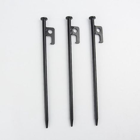 3 Pieux De Tente Robustes, Pieux De Tente De Camping En Acier Forg Haute Rsistance De 20 Cm Avec Crochets Et Trous, Utiliss Pour La Randonne En Pl (1/5)