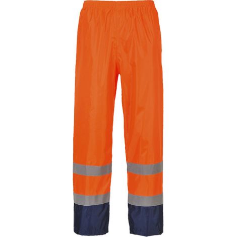 Pantalón para lluvia de alta visibilidad Classic Contrast con cintas reflectantantes H444 XXXL Naranja flúor / Azul marino