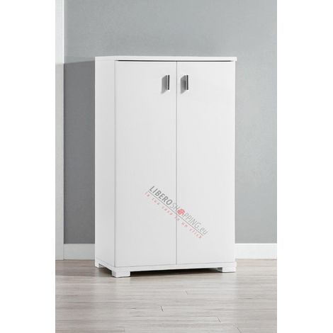Mobile scarpiera in legno a due ante 53x91h cm Bianco Frassino (1/4)
