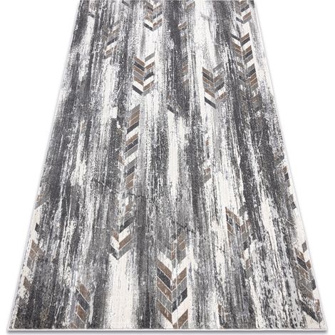 Modern NOBLE Teppich 9732 47 Fischgrätenmuster vintage - Strukturell zwei Ebenen aus Vlies grau / beige grey 140x190 cm