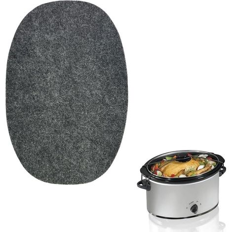 Tapis ovale en feutre pour mijoteuse de 5, 7, 8 QT, résistant à la chaleur, antidérapant, pour comptoir, accessoire d'appareil de cuisine, gris, 45 x 30 cm (1/5)