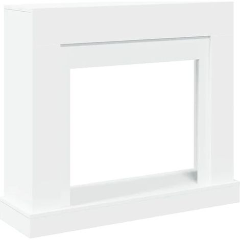 Manteau de cheminée blanc, dimensions 100x30x87,5 cm, en bois composite. (1/5)