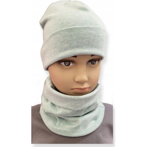 Ensemble bonnet + écharpe enfant taille 52-56, double menthe mélangée