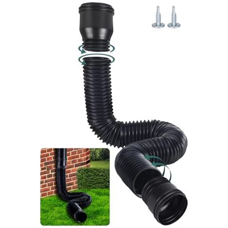 Flexible Dachrinnenverlängerung, rundes Verlängerungsset für 80/100 mm Fallrohr, Regenrohrverlängerungsset, Fallrohrverlängerung von 47 auf 150 cm (schwarz, 1 Stück)
